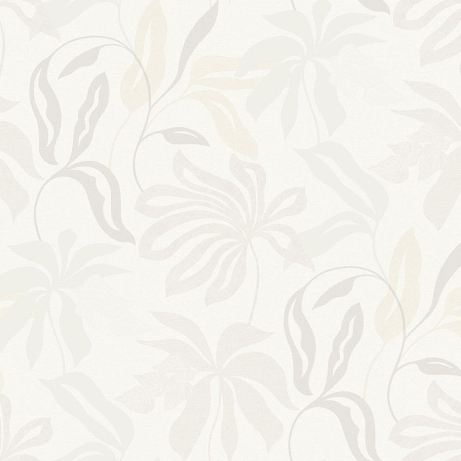 Krem-siva flis tapeta s listovima, UR3409, Universe 4, Grandeco | Ljepilo besplatno