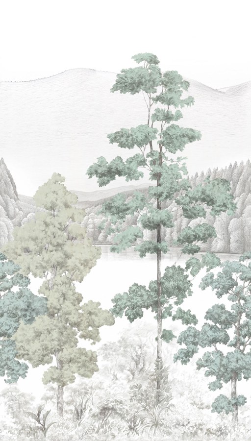 Flis fototapeta za zid, planinski krajolik, drveće, A73701, One roll, one motif 2, Grandeco | Ljepilo besplatno - Grandeco