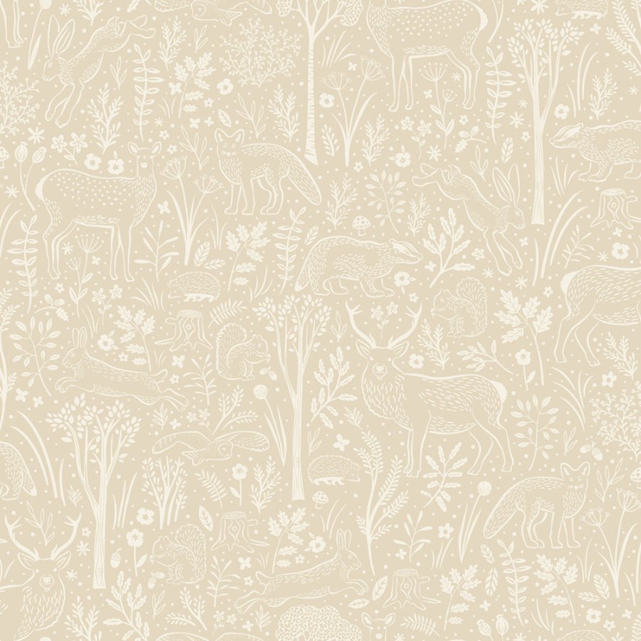 Flis tapeta za zid, bež, šumske životinje, LD3419, Little Dreamers, Grandeco | Ljepilo besplatno