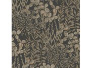 Flis tapeta za zid, crna, listovi i trave, A78903, Inia, Grandeco | Ljepilo besplatno