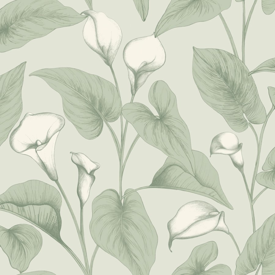 Flis tapeta za zid, zelena, cvijeće, listovi, A83601, Inia, Grandeco | Ljepilo besplatno