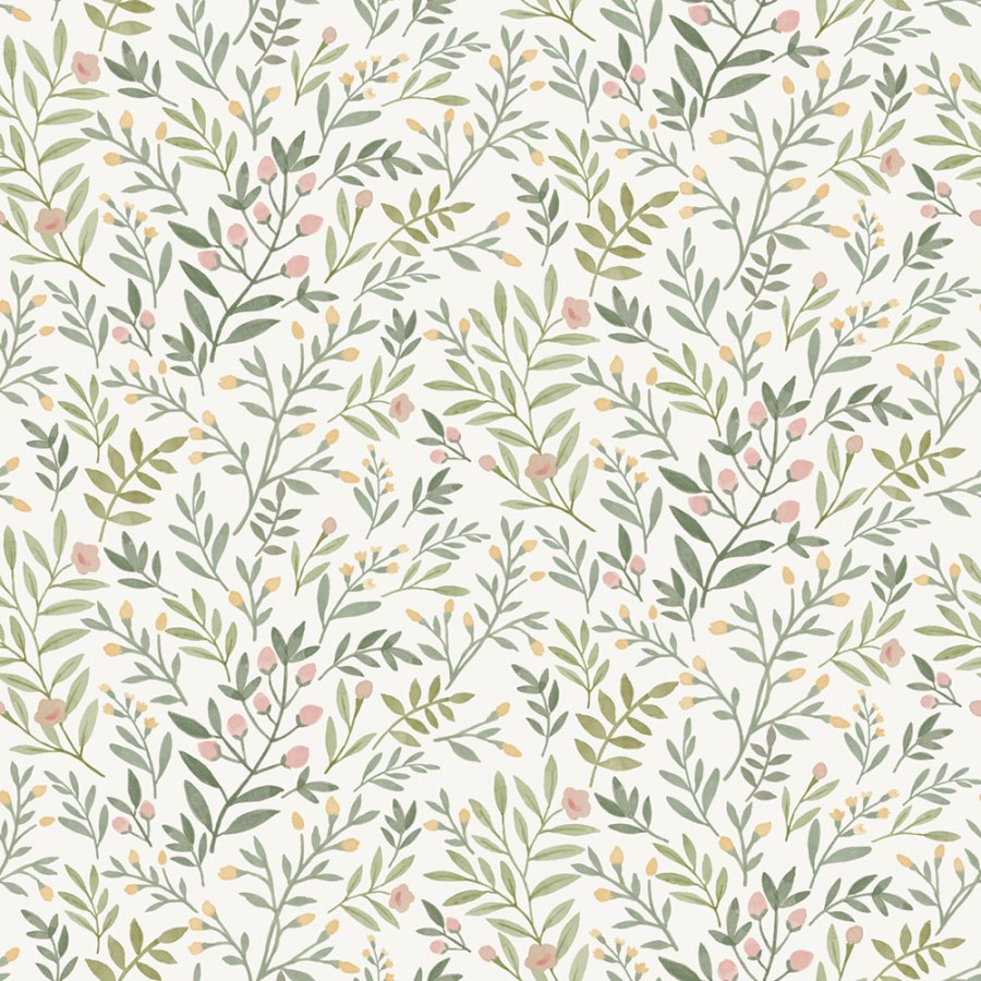 Flis tapeta za zid, zelena, grančice, A78801, Inia, Grandeco | Ljepilo besplatno - Grandeco