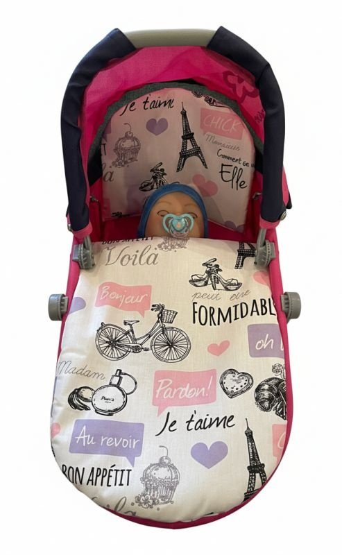 SDS Pokrivači za kolica za lutke Pariz ružičasta Pamuk, punjenje: Poliester, 1x 27x40 cm / 25x20 cm - **peřinky do KOČÁRKU** → **pokrivači u KOLICA**