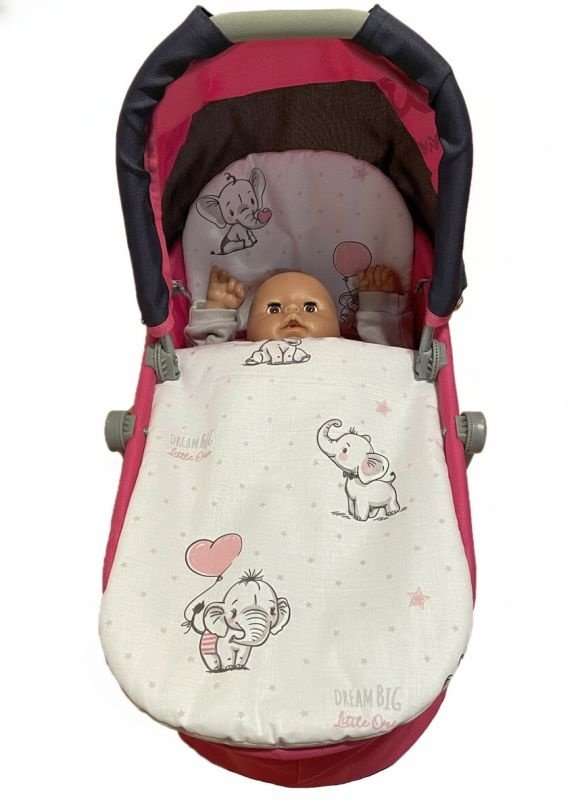 SDS Pokrivači za kolica za lutke Slončići bijela Pamuk, punjenje: Poliester, 1x 27x40 cm / 25x20 cm - **peřinky do KOČÁRKU** → **pokrivači u KOLICA**