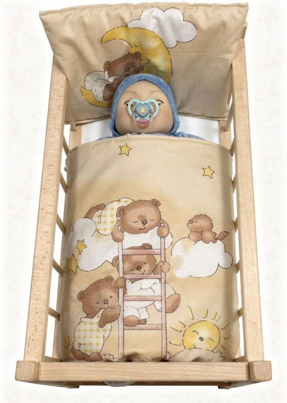 SDS Pokrivači za dječji krevetić za lutke Medvjedi na ljestvama krem boja Pamuk, punjenje: Poliester, 1x 38x44 cm / 28x20 cm - **peřinky do POSTÝLKY** → **pernice u krevetiće**