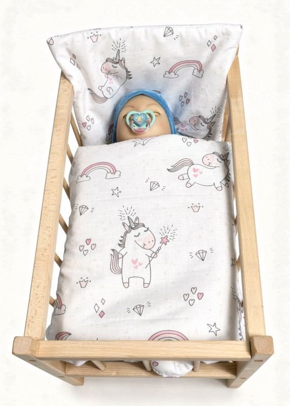 SDS Peřinky do postýlky pro panenky Jednorožec Bijela Bavlna, výplň: Polyester, 1x 38x44 cm / 28x20 cm - **peřinky do POSTÝLKY** → **pernice u krevetiće**