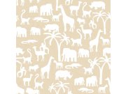 Bež dječja flis tapeta sa životinjicama iz Afrike, 17133, MiniMe, Cristiana Masi by Parato | Ljepilo Gratis Parato by Cristiana Masi
