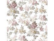 Bijela cvjetna flis tapeta za zid, 12308, Fiori Country, Parato | Ljepilo Gratis Parato by Cristiana Masi