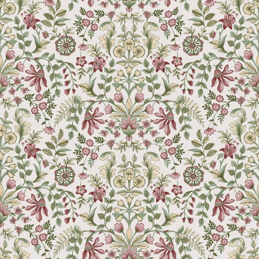Bijela flis tapeta za zid s cvjetnim ornamentalnim uzorkom, 12328, Fiori Country, Parato | Ljepilo Gratis - Parato by Cristiana Masi