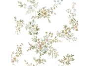 Bijela flis tapeta za zid s cvjetnim uzorkom, 12312, Fiori Country, Parato | Ljepilo Gratis Parato by Cristiana Masi