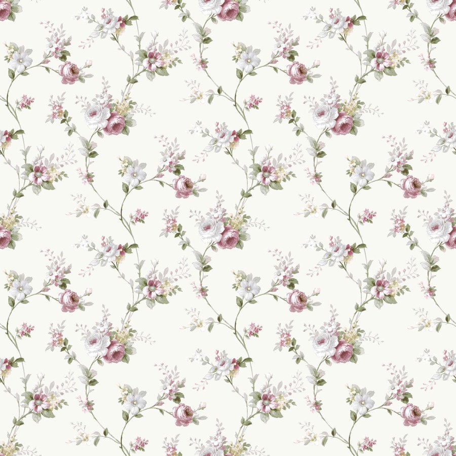 Bijela flis tapeta za zid s cvjetnim uzorkom, 12316, Fiori Country, Parato | Ljepilo Gratis - Parato by Cristiana Masi