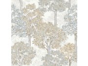 Bijela flis tapeta za zid s motivom drveća, 12323, Fiori Country, Parato | Ljepilo Gratis Parato by Cristiana Masi