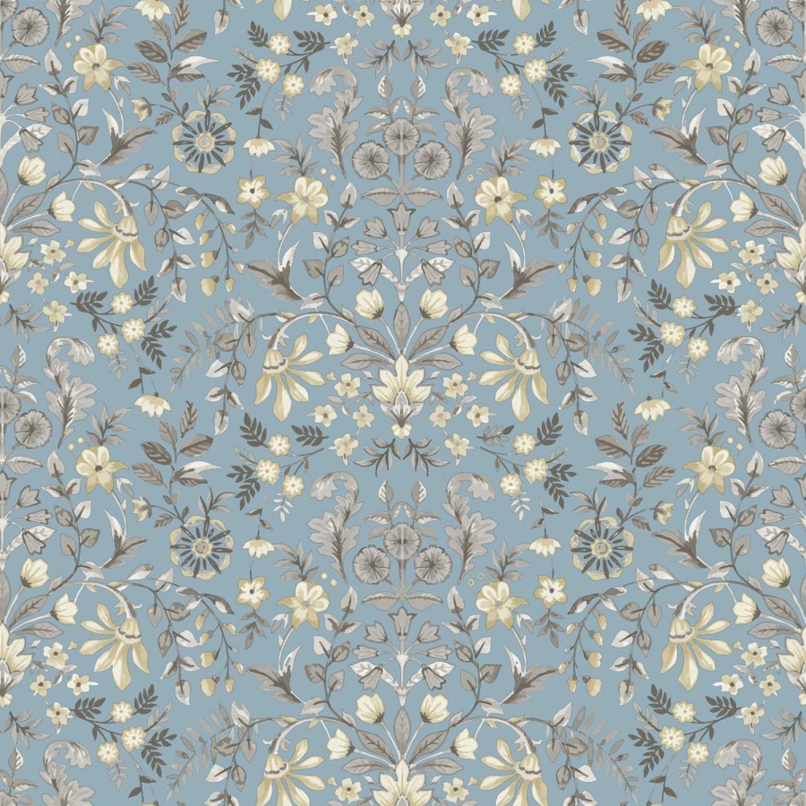 Plava flis tapeta za zid s cvjetnim ornamentalnim uzorkom, 12326, Fiori Country, Parato | Ljepilo Gratis - Parato by Cristiana Masi