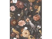 Flis tapeta za zid, crna, cvijeće, papige, 15549, Botany House, Cristiana Masi by Parato | Ljepilo Gratis Parato by Cristiana Masi