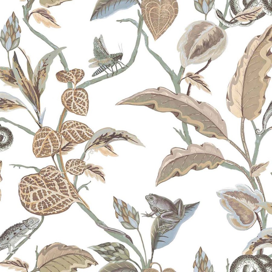 Flis tapeta za zid, smeđe-plava, lišće, 15506, Botany House, Cristiana Masi by Parato | Ljepilo Gratis - Parato by Cristiana Masi