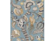 Flis tapeta za zid, plava, siva, cvjetne grančice, ptice, 5807, Jaipur Parato by Cristiana Masi | Ljepilo Gratis Parato by Cristiana Masi