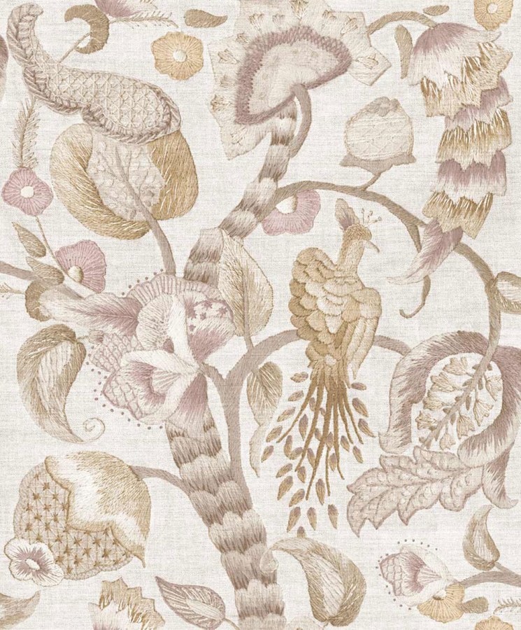 Flis tapeta za zid, ružičasta, bež, cvjetne grančice, ptice, 5804, Jaipur, Parato by Cristiana Masi | Ljepilo Gratis - Parato by Cristiana Masi