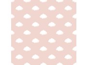 Flis tapeta za zid, ružičasta, bijela, oblačići, 4459, Momi, Parato by Cristiana Masi | Ljepilo Gratis Parato by Cristiana Masi