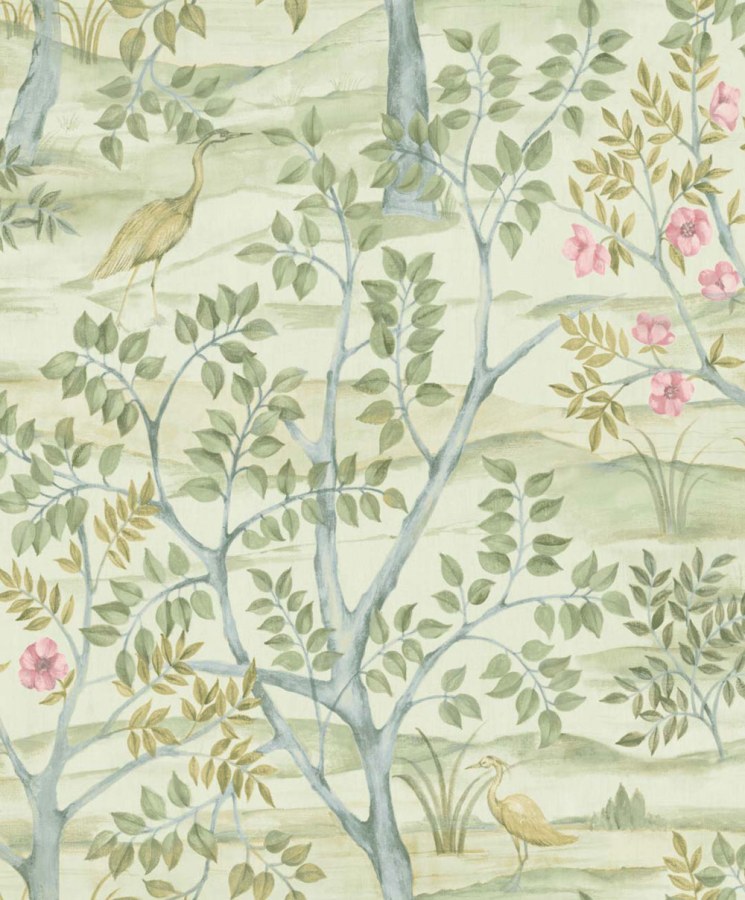 Flis tapeta za zid, zelena, drveće, ptice, 8317, Blooming Garden 2, Parato by Cristiana Masi | Ljepilo Gratis