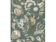 Flis tapeta za zid, zelena, siva, cvjetne grančice, ptice, 5806, Jaipur, Parato by Cristiana Masi | Ljepilo Gratis Parato by Cristiana Masi