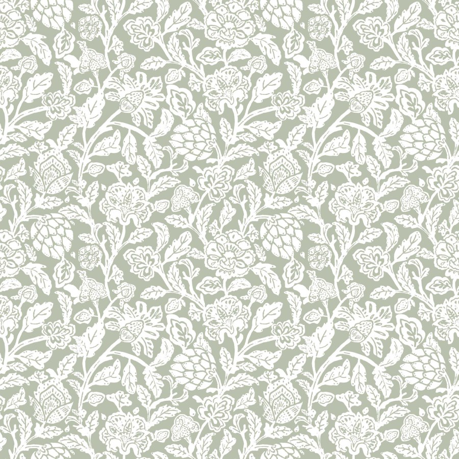 Zelena cvjetna flis tapeta za zid, 12345, Fiori Country, Parato | Ljepilo Gratis - Parato by Cristiana Masi