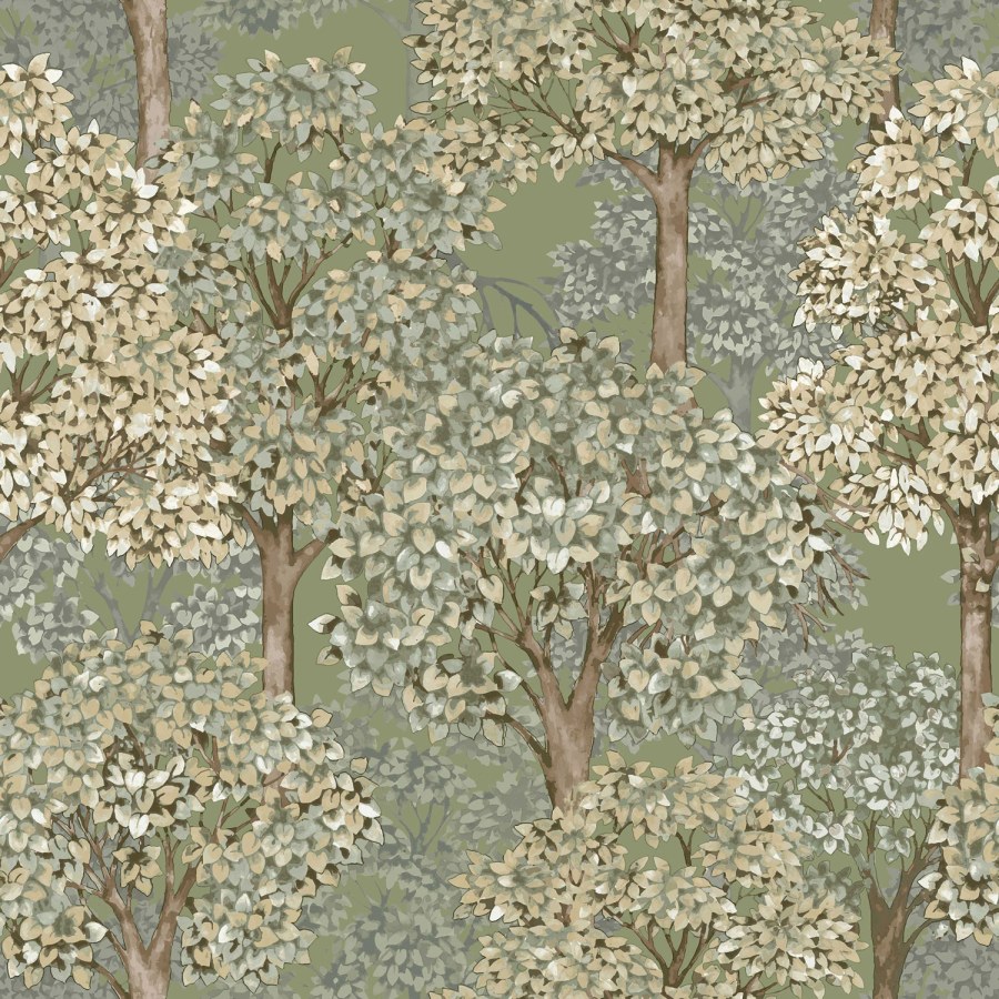 Zelena flis tapeta za zid s motivom drveća, 12322, Fiori Country, Parato | Ljepilo Gratis - Parato by Cristiana Masi