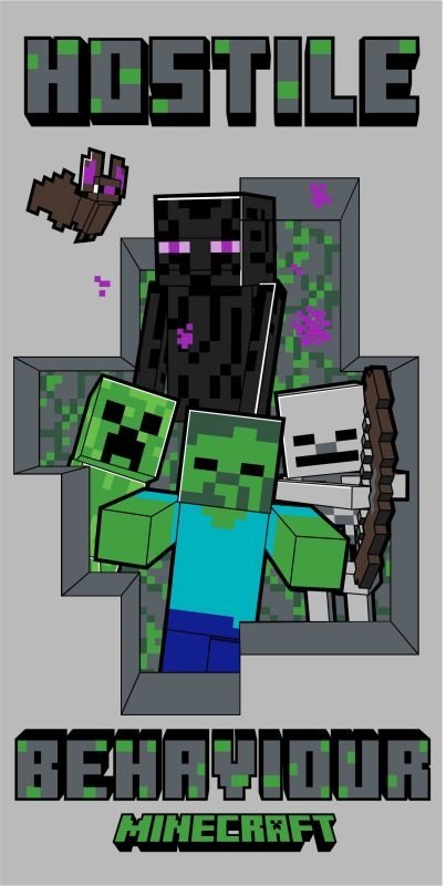 JERRY FABRICS Ručnik Minecraft Hostile Behaviour  Pamuk - Frotir, 70/140 cm