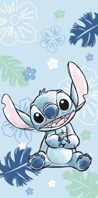 JERRY FABRICS Ručnik Lilo and Stitch Ohana plavi Bavlna - Frotir, 70/140 cm - **plážové osušky** → **plažne ručnike**