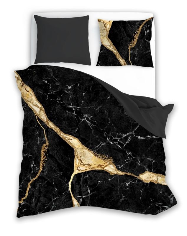 FARO Posteljina pamučni saten Mineral Black Pamuk - Saten, 140/200, 70/90 cm - Posteljina klasična 140×200
