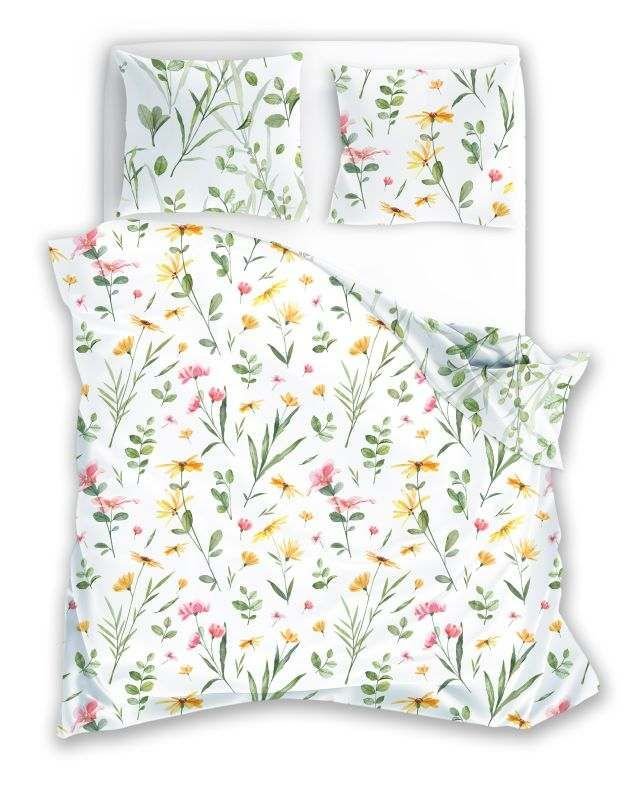 FARO Posteljina pamučni saten Milagro Verde 02 Livada Pamuk - Saten, 140/200, 70/90 cm - Posteljina klasična 140×200