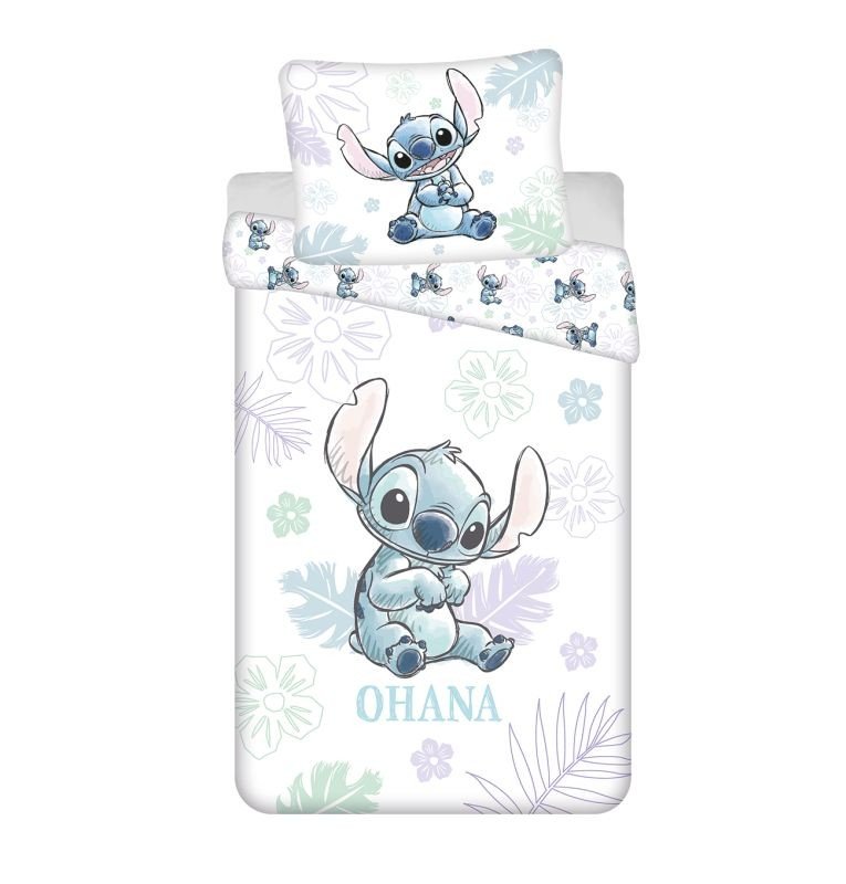 JERRY FABRICS Posteljina Lilo and Stitch Ohana White Pamuk, 140/200, 70/90 cm - Posteljina sa licencijom