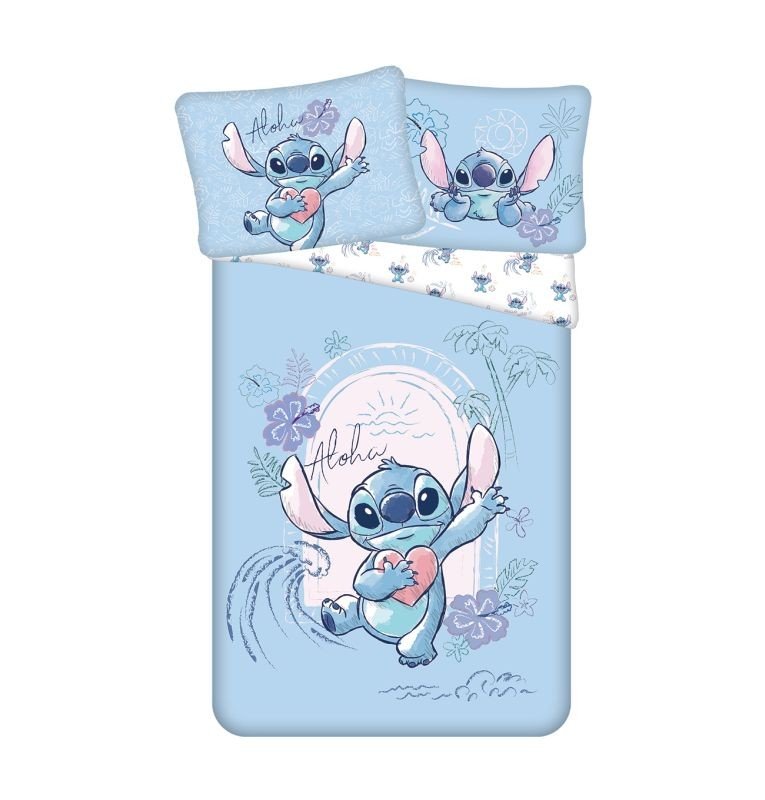 JERRY FABRICS Posteljina Lilo and Stitch Wave Pamuk, 140/200, 70/90 cm - Posteljina sa licencijom