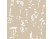 Bež flis tapeta za zid, cvijeće, listovi, 139484, Vintage Flowers, Esta Home
