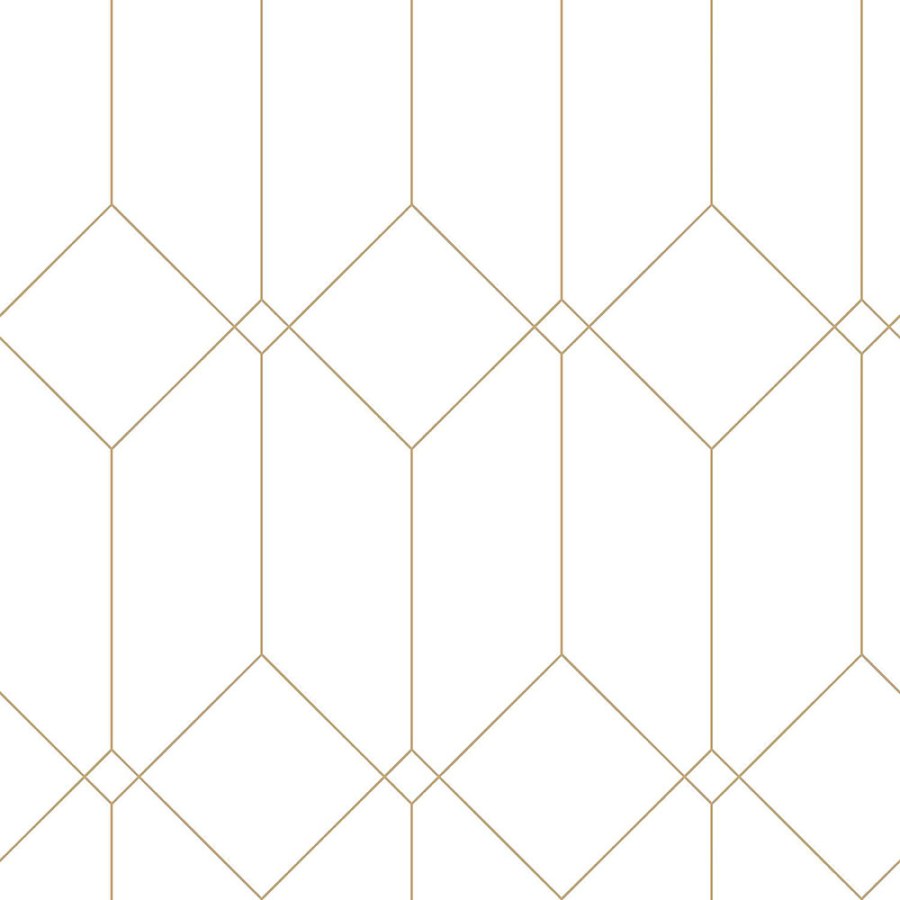 Esta Home - Bijela geometrijska flis tapeta za zid, zlatne linije 139223, Art Deco, Esta Bijela geometrijska flis tapeta za zid, zlatne linije 139223, Art Deco, Esta - Esta Home