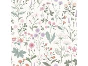 Bijela flis tapeta za zid, livadsko cvijeće, 139482, Bloom, Vintage Flowers, Esta Home