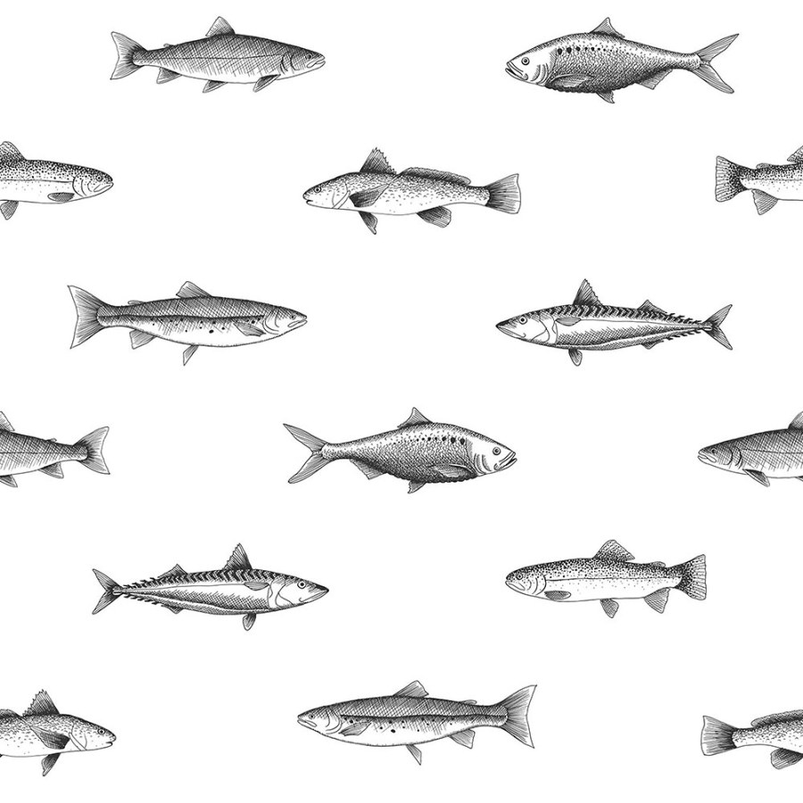Bijela flis tapeta s crnim ribama 138967, Black & White, Esta - Esta Home