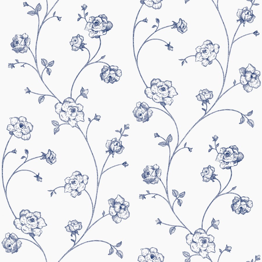 Esta Home - Bijelo-plava flis cvjetna tapeta za zid, 139300, Vintage Flowers, Esta Home Bijelo-plava flis cvjetna tapeta za zid, 139300, Vintage Flowers, Esta Home - Esta Home