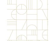 Bijelo-zlatna geometrijska flis tapeta 139141, Art Deco, Esta