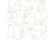 Bijelo-zlatna grafička flis tapeta Lica, portreti 139146, Black & White, Esta