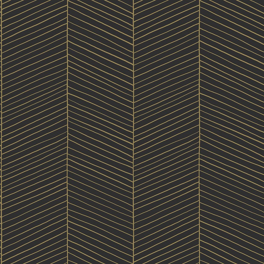 Crno-zlatna flis tapeta prugice, pruge 139136, Black & White, Art Deco, Esta