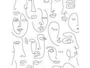 Crno-bijela grafička flis tapeta Lica, portreti 139145, Black & White, Esta