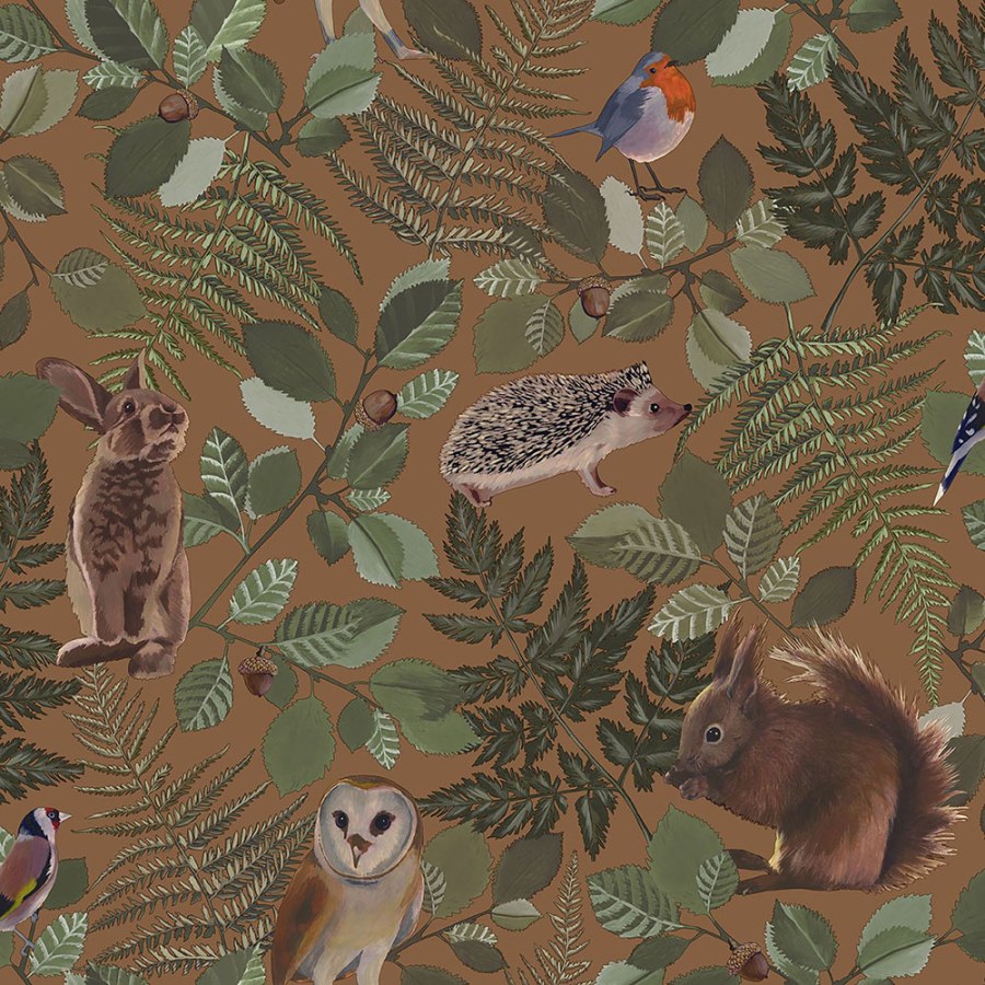 Esta Home - Smeđa flis dječja tapeta za zid s šumskim životinjicama 139251, Forest Friends, Esta Smeđa flis dječja tapeta za zid s šumskim životinjicama 139251, Forest Friends, Esta - Esta Home