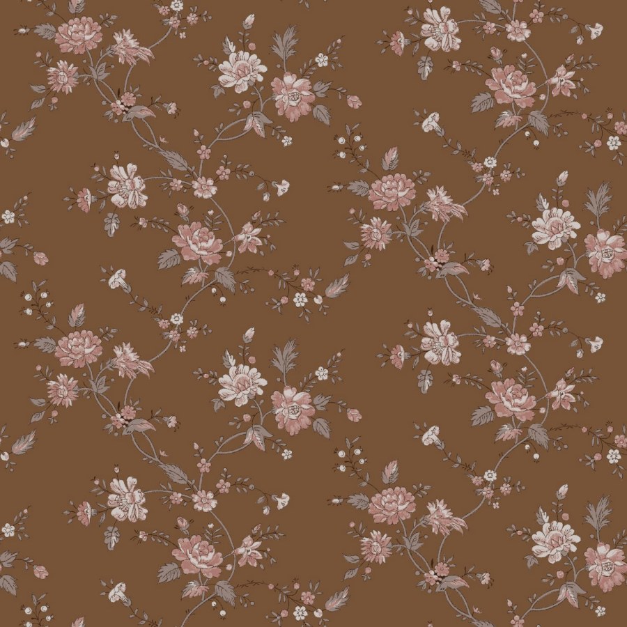 Smeđa flis cvjetna tapeta za zid, 139286, Vintage Flowers, Esta Home Smeđa flis cvjetna tapeta za zid, 139286, Vintage Flowers, Esta Home