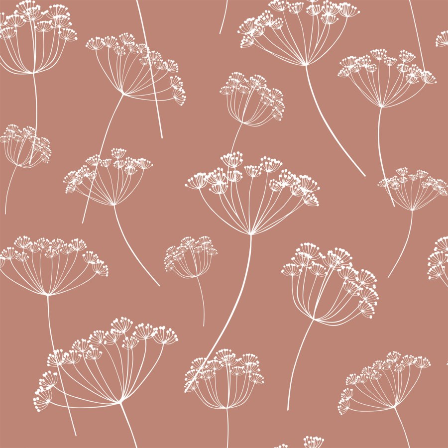 Smeđa flis cvjetna tapeta za zid, trave, 139320, Vintage Flowers, Esta Home