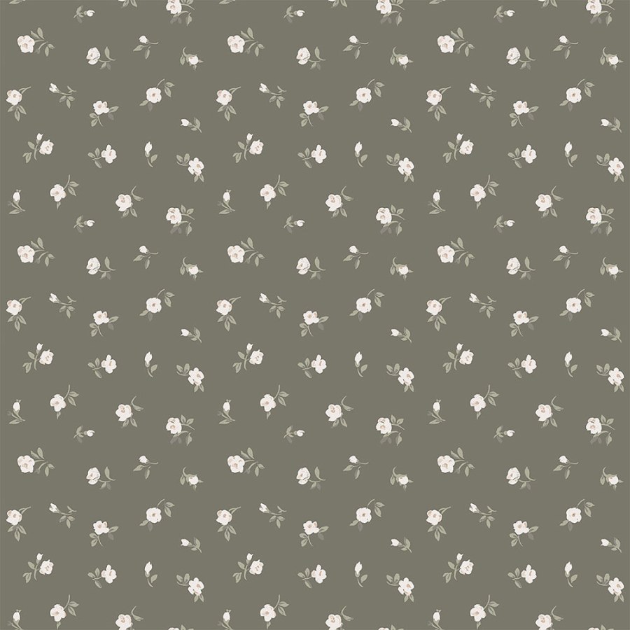 Smeđa flis tapeta s cvjetnim uzorkom 139238, Forest Friends, Vintage Flowers, Esta