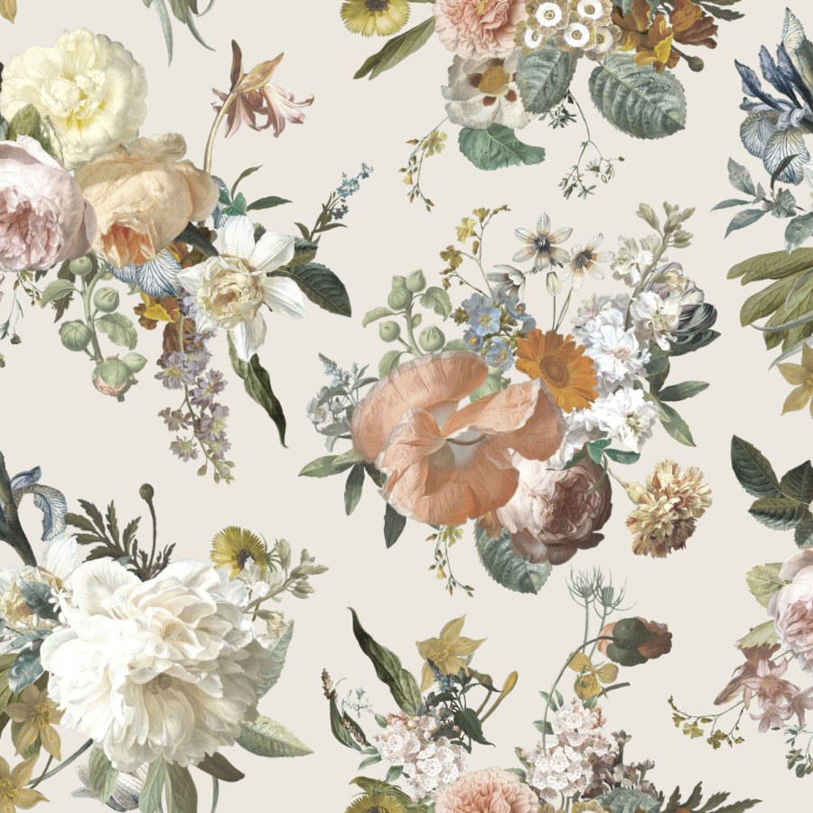 Krem flis cvjetna tapeta za zid, 139544, Vintage Flowers, Esta Home Krem flis cvjetna tapeta za zid, 139544, Vintage Flowers, Esta Home