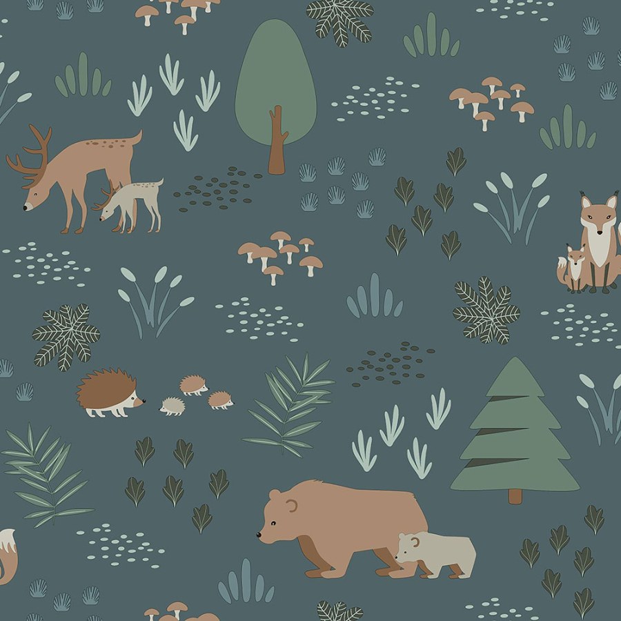 Esta Home - Plava dječja flis tapeta Životinjice u šumi 139248, Forest Friends, Esta Plava dječja flis tapeta Životinjice u šumi 139248, Forest Friends, Esta - Esta Home