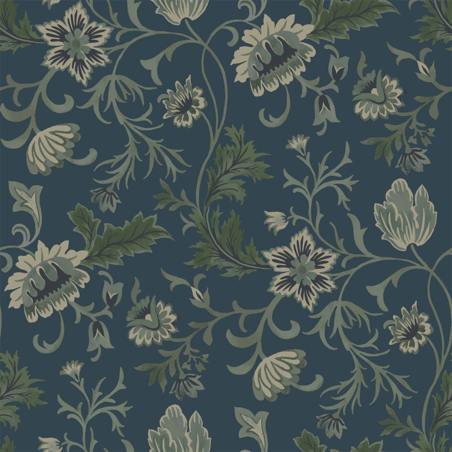 Esta Home - Plava flis cvjetna tapeta za zid, 139416, Vintage Flowers, Esta Home Plava flis cvjetna tapeta za zid, 139416, Vintage Flowers, Esta Home - Esta Home