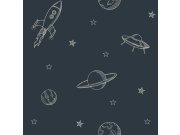 Plava flis tapeta za zid, Svemir, 139422, To the Moon and Back, Esta Home Esta Home