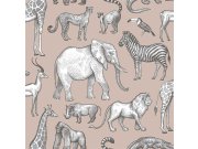 Staroružičasta flis tapeta Životinjice iz Afrike 139271, Forest Friends, Esta